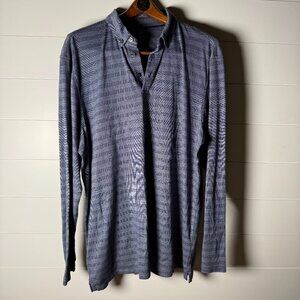 Broletto Mens Navy Striped Long Sleeve Polo Size XL 100% Cotton